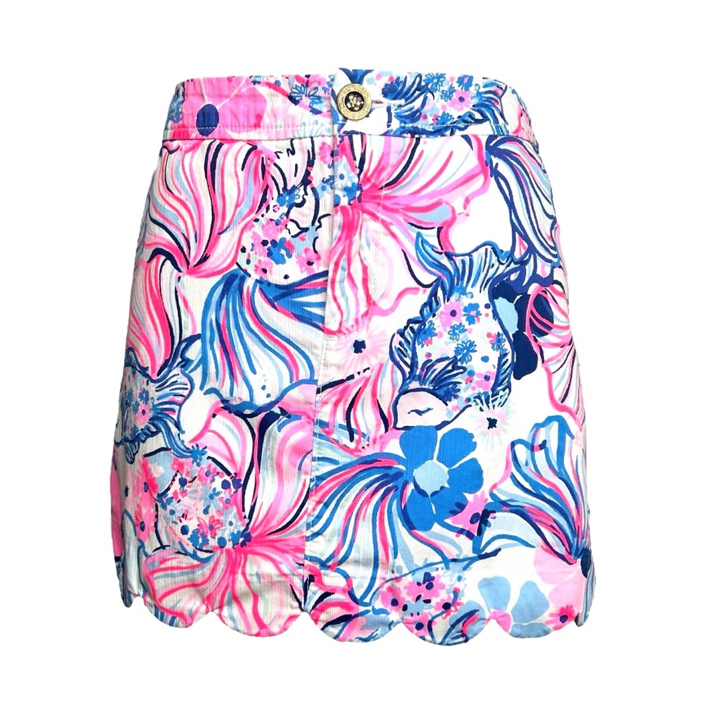 Lilly Pulitzer Pink and Blue Floral Mini Skirt